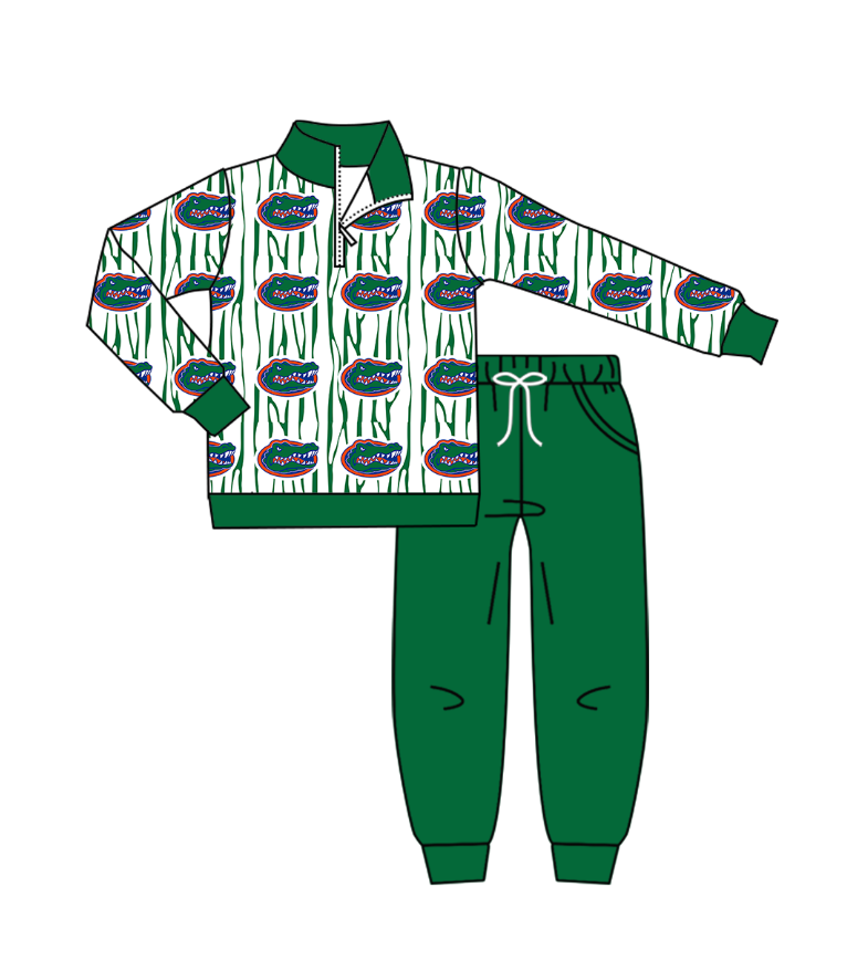Custom moq 5 mix size milk silk summer teams baby girl boys clothes green long sleeve pants sets 2-25.10.30
