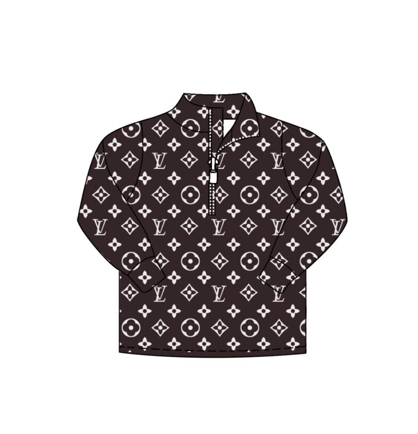 Custom moq 5 each color mix size eta 6-8weeks Pink Brown Letter Zipper Girls Pullover Top