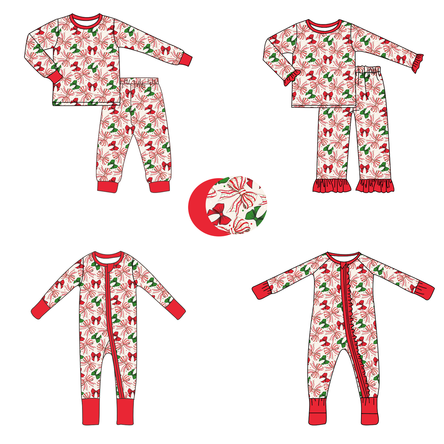 Custom moq 5 each style eta 6-7weeks baby girl clothes Christmas bow long sleeve pants set 2 and rompers 2-25.8.7