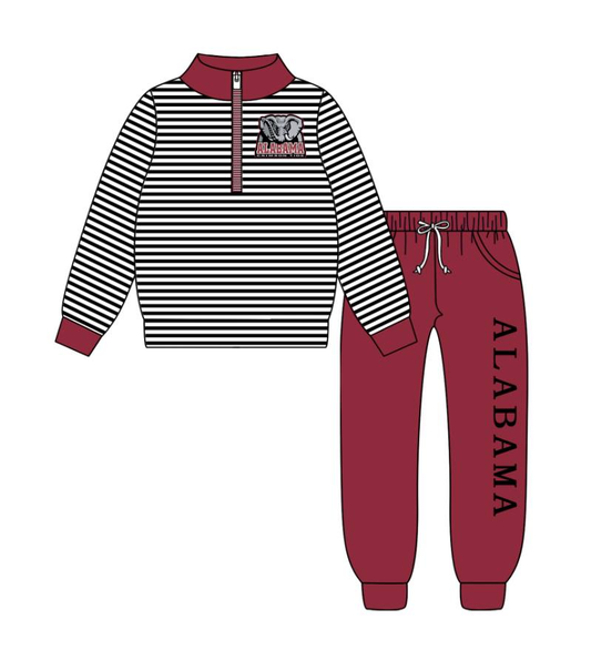 Custom moq 5 mix size milk silk summer teams baby boy clothes brick red long sleeve pants sets-25.8.23