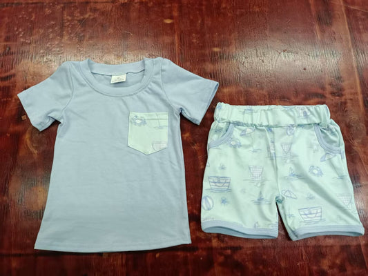 Custom moq 3 eta 6-7weeks baby boys clothes crab short Sleeve shorts sets