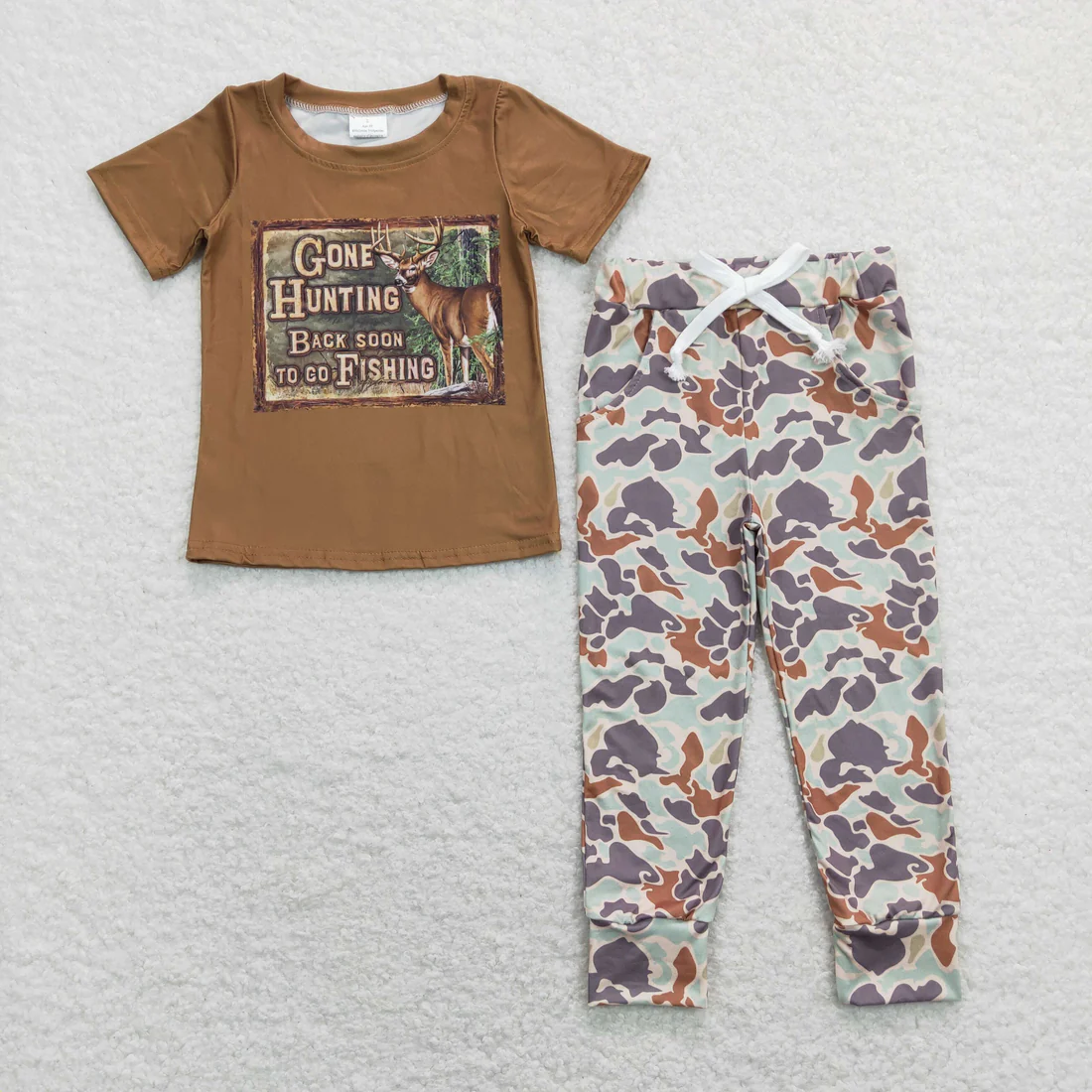 RTS NO MOQ Sibling Baby boy clothes duck camouflage short Sleeve pants Suits