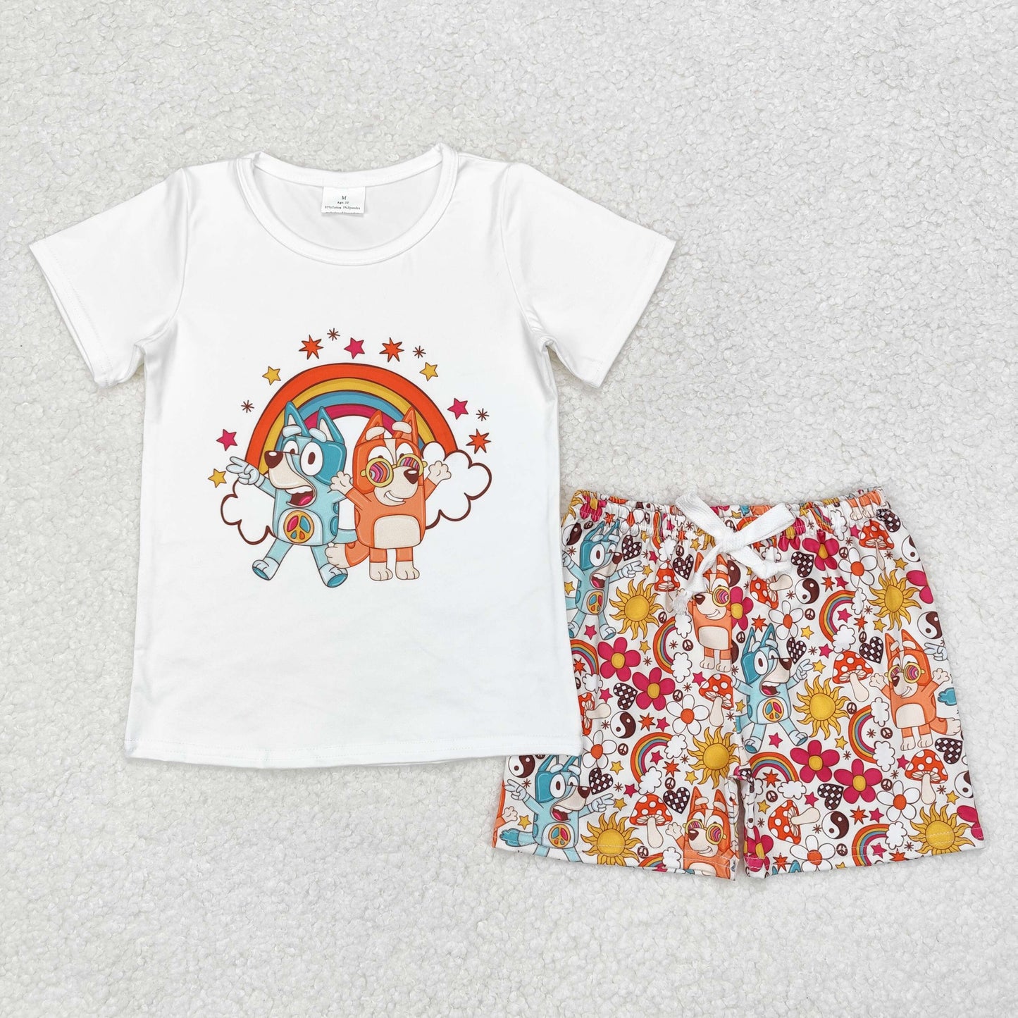 Cute Clothes GSSO0512  rainbow white short-sleeved shorts set