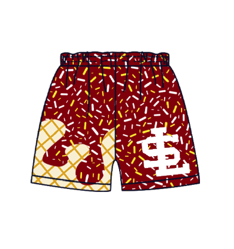 Custom moq 5 mix size milk silk summer teams baby boys clothes brick red hooded short sleeve shorts sets and top and shorts