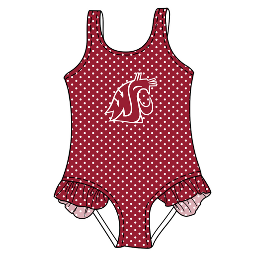 Custom moq 5 mix size milk silk summer teams Red Baby Girl Sleeveless Polka Dot Lace Onesie Swimsuit Cute Summer Beachwear for Little Girls