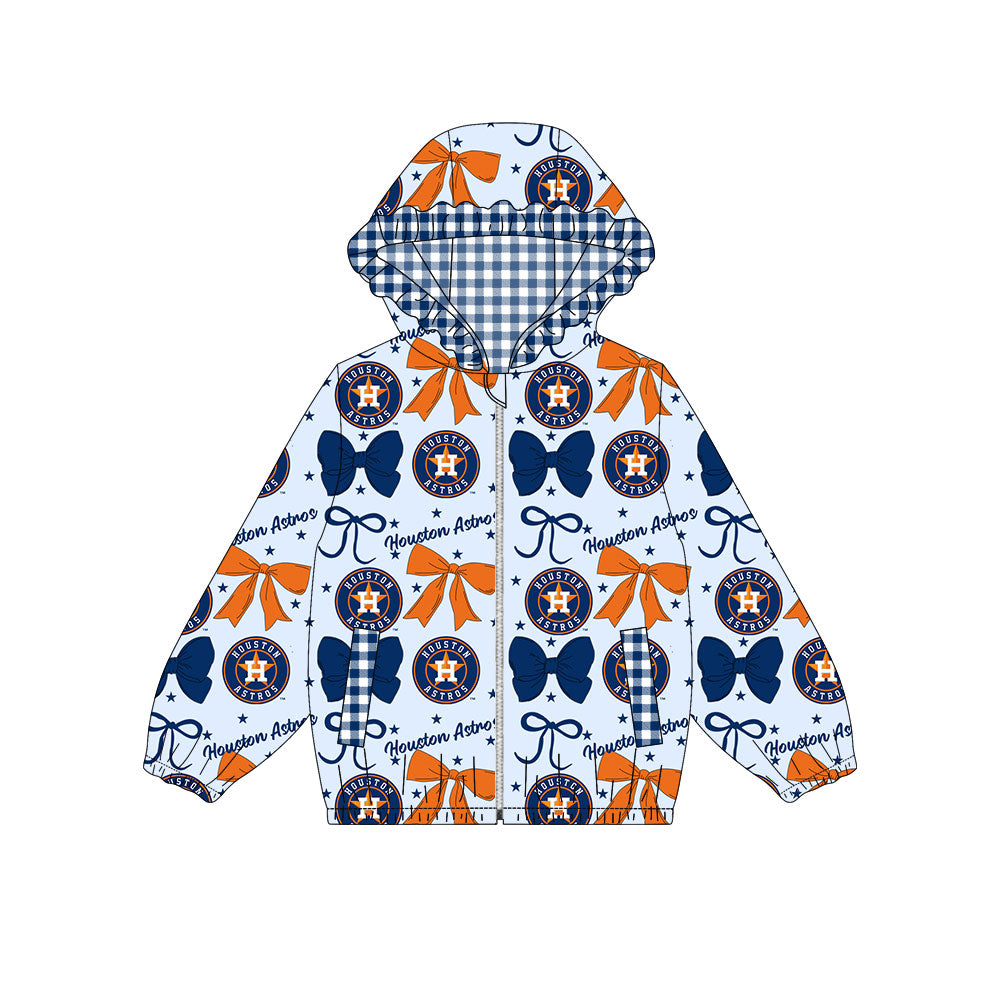 1002-Custom moq 8 mix size milk silk summer team baby girls clothes bow blue and orange hooded long sleeve top-25.10.9
