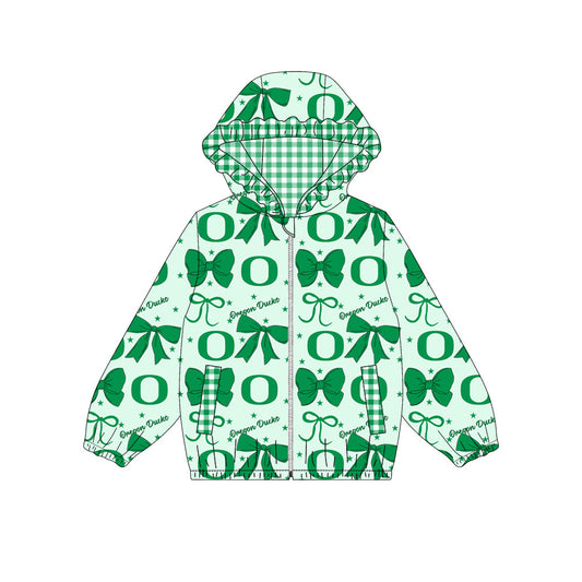 1003-Custom moq 8 mix size milk silk summer team baby girls clothes bow green hooded long sleeve top-25.10.9