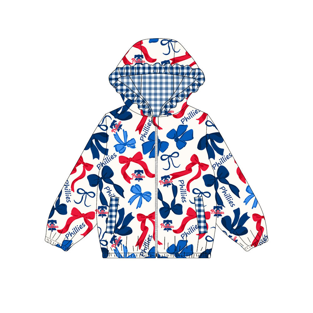 Custom moq 8 mix size milk silk summer team baby girls clothes bow red blue hooded long sleeve top-25.9.19