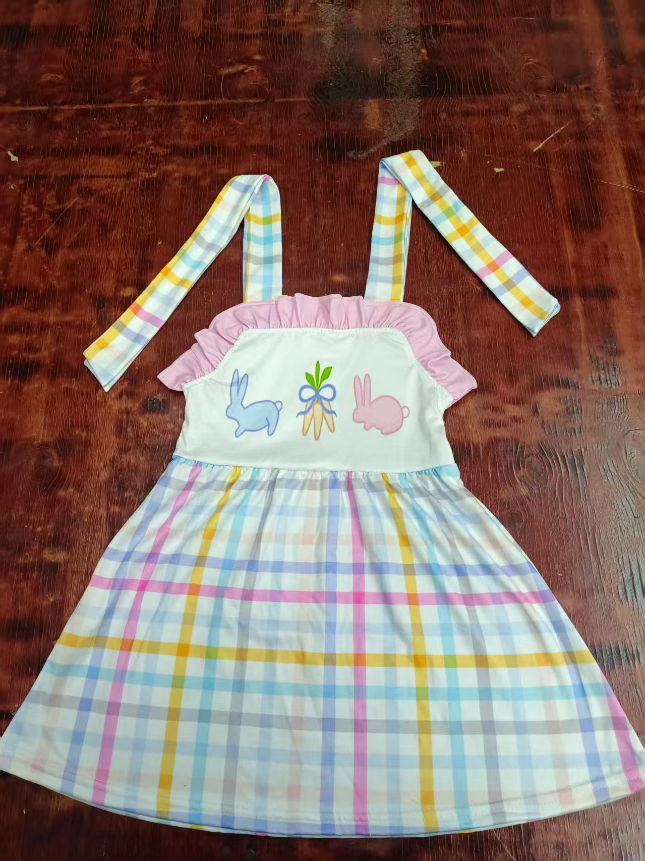 Custom moq 3 eta 6-7weeks baby girl clothes easter suspender dress