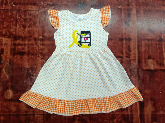 Custom moq 3 eta 6-7weeks baby girl clothes orange flying sleeve dress-25.5.9