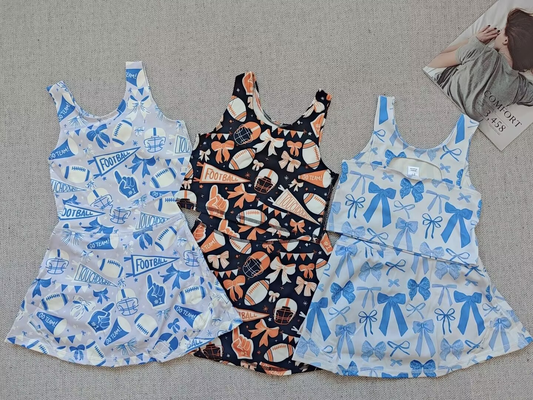 RTS NO MOQ Sibling baby girl clothes team cheer skirt yoga sets
