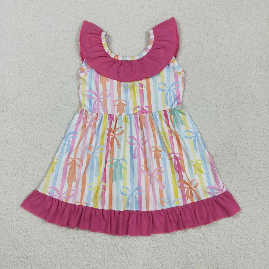 RTS NO MOQ Sibling baby girl clothes floral bow flying sleeve dresses