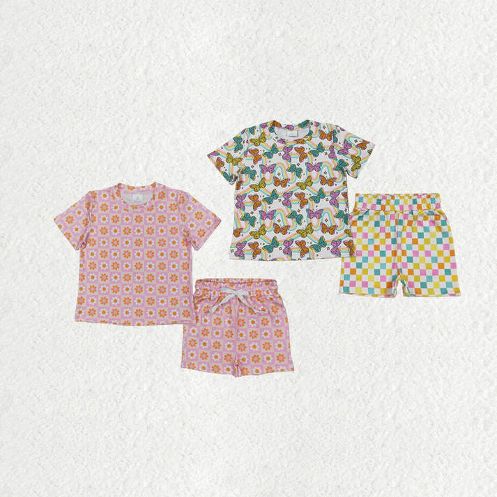 RTS NO MOQ baby girls Clothes short sleeve shorts Sets