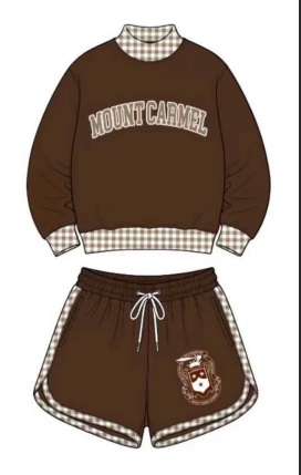 custom moq 5 mix size AITOLY04 Baby Kids Plaid Print Long Sleeve Crew Neck Top Casual Shorts Set