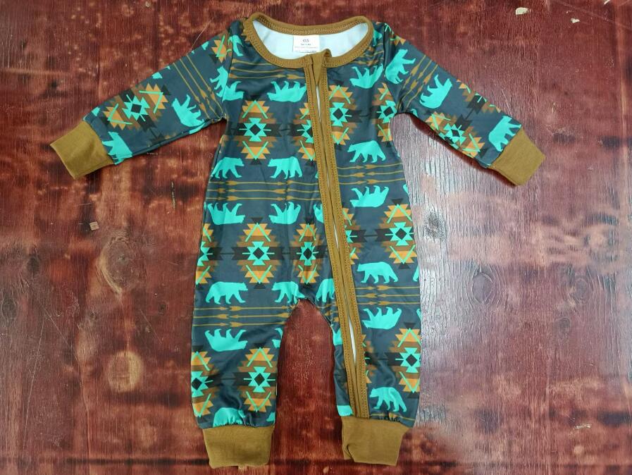 Custom moq 3 eta 6-7weeks Fluorescent blue bear dark long-sleeved romper
