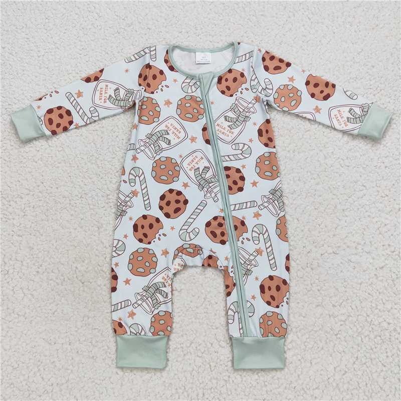 Baby boys Milk biscuit print blue Sibling Sister Clothes Sets