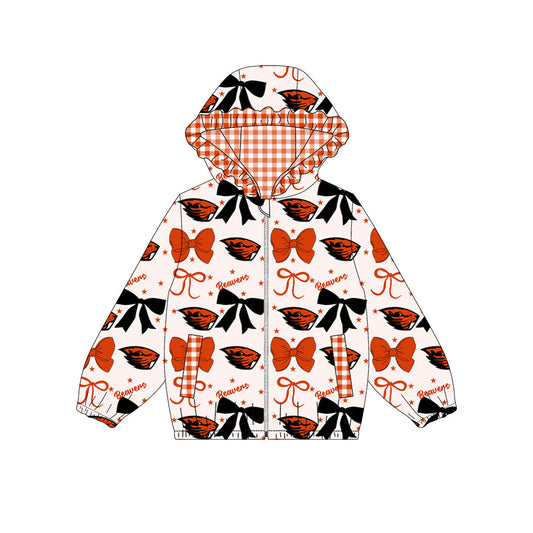 1003-Custom moq 8 mix size milk silk summer team baby girls clothes bow orange hooded long sleeve top-25.10.9