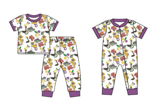 12.4 custom each style moq 5eta 4-6week Sibling Sister mardi gras lobster baby girls short sleeve sets and rompers match design