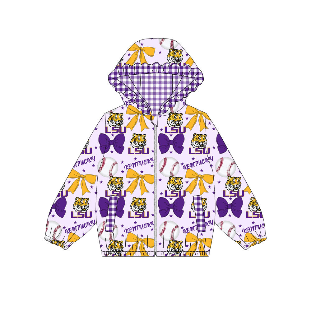 1001-Custom moq 8 mix size milk silk summer team baby girls clothes bow purple hooded long sleeve top-25.10.9