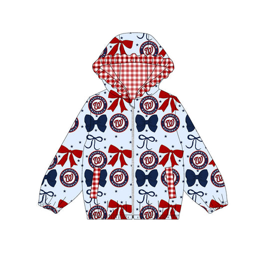 1002-Custom moq 8 mix size milk silk summer team baby girls clothes bow brick red and blue hooded long sleeve top-25.10.9