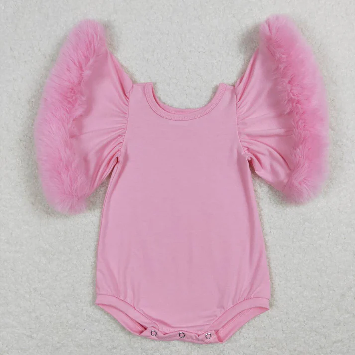 RTS NO MOQ Solid color short romper with plush cuffs
