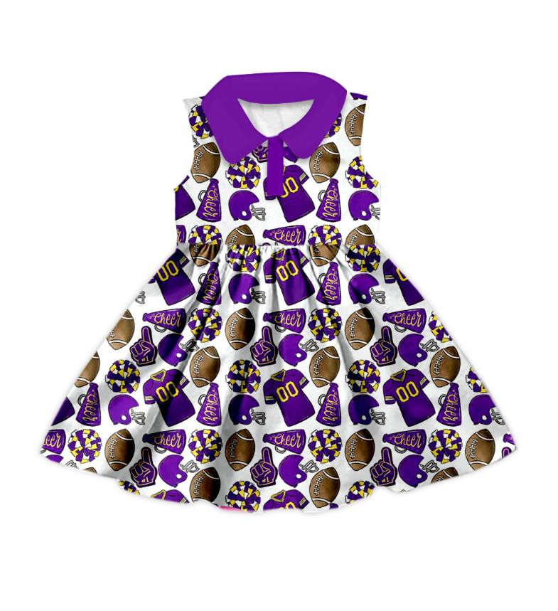 Custom moq 5 mix size milk silk summer teams baby girls clothes team purple sleeveless dress and top-25.7.12
