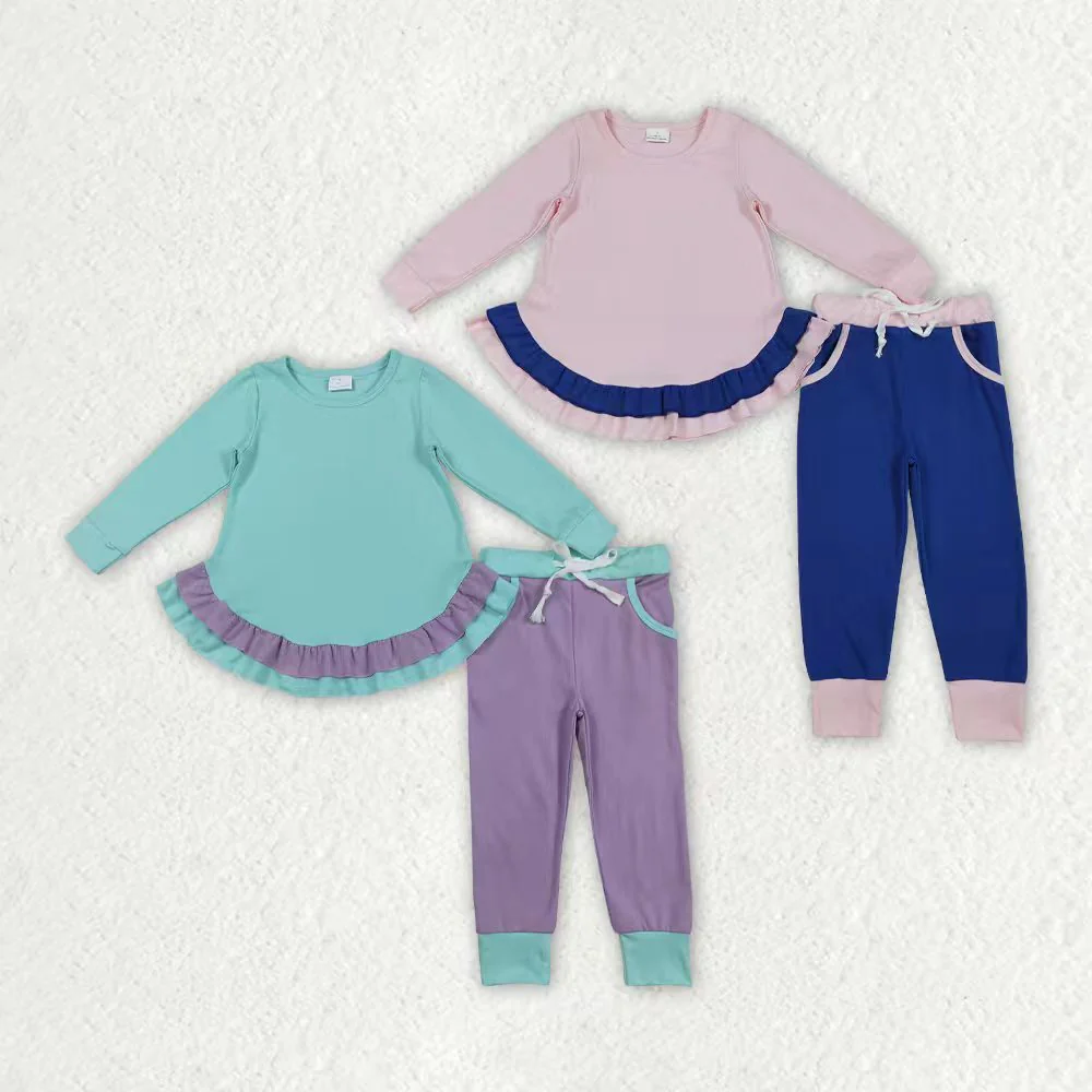 RTS NO MOQ Sibling Baby girl clothes Long Sleeve Pants Sets