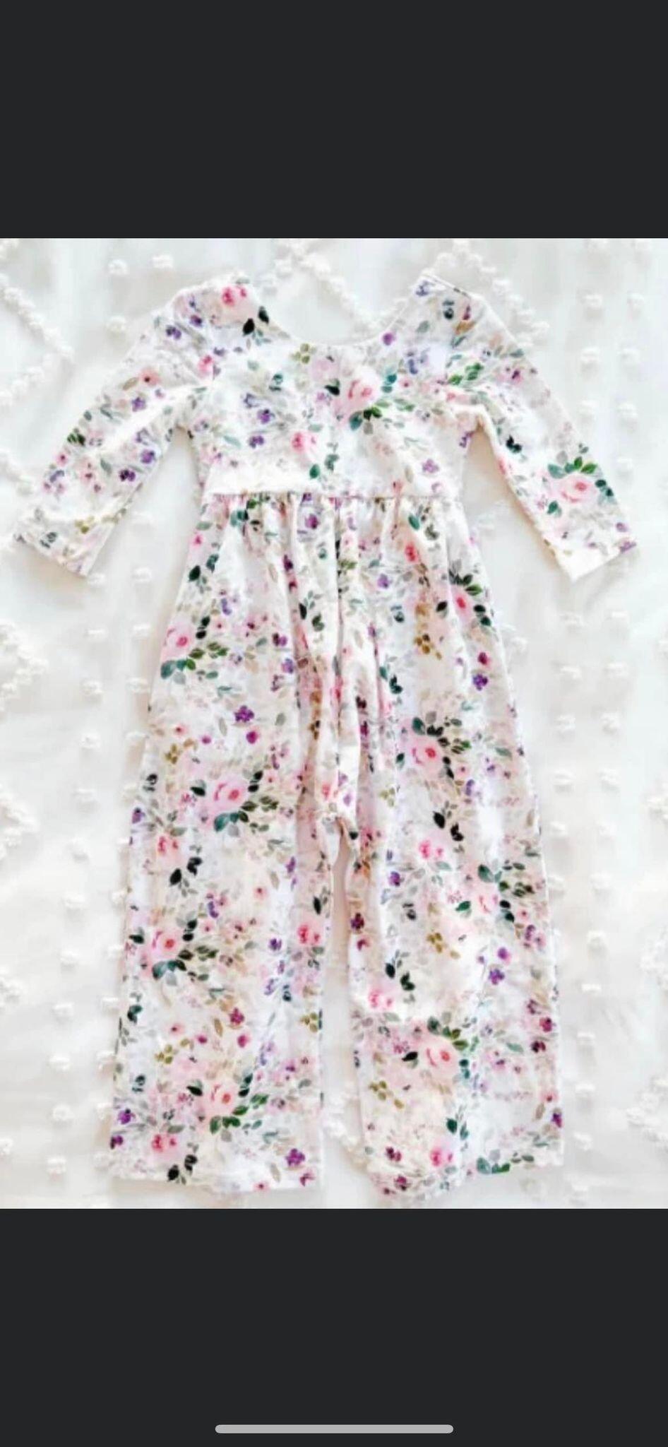 custom girls long sleeve romper flower print moq 5