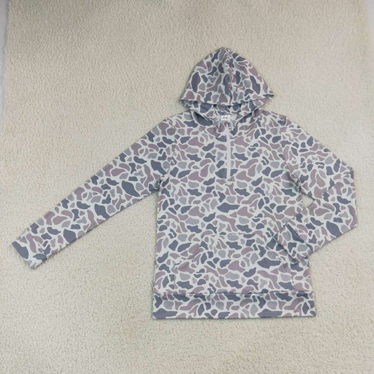 NEW RTS NO MOQ milk silk GT1708 Adult Women Camo Long Sleeve Full Zip Hoodies With Pockets Hunting Tops