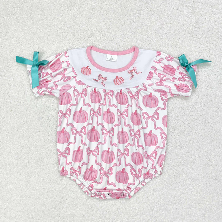 RTS NO MOQ Embroidered Pumpkin Suit Romper Matching Pants Suit Pumpkin Festival Halloween Embroidery