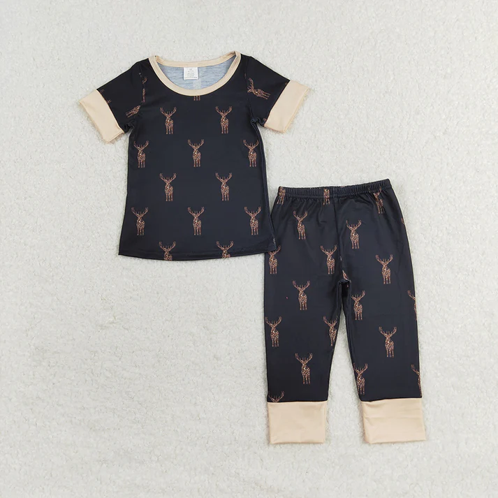 RTS NO MOQ Camo Deers Sibling Rompers Pajamas Clothes   Sibling Brother Bamboo Pajamas Clothes  50%cotton +45%bamboo +5%spandex（复制）