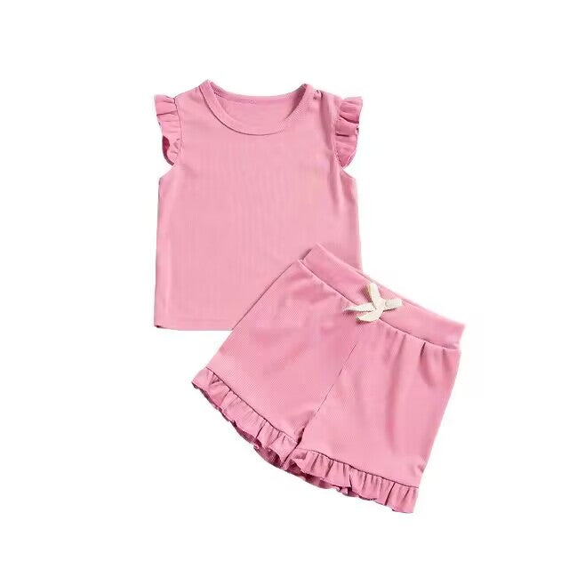 baby girls clothes solid color pink shorts summer outfit