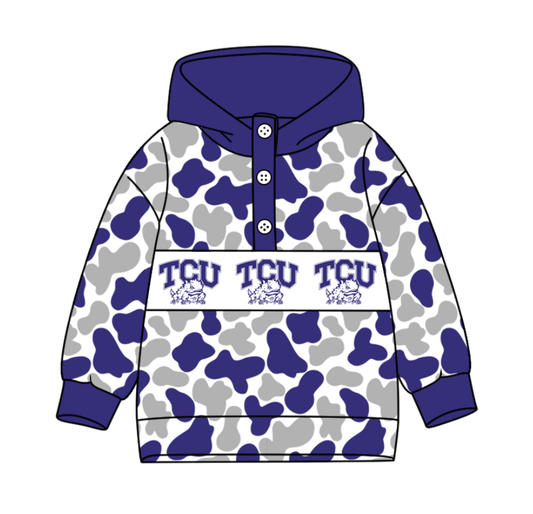 3-Custom moq 8 mix size milk silk summer team baby boy clothes purple and gray hooded long sleeve top-25.10.9