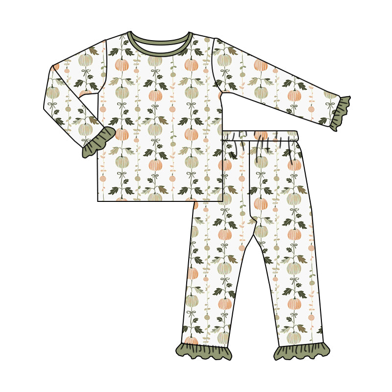 7.1 custom each style moq 5eta 4-6week Sibling Sister pumpkin light green baby girls sets and rompers match family design
