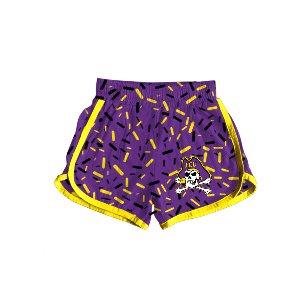 custom moq 5 mix size MSD082403 Baby Kids Team Sprinkle All Over Print Shorts Black Trim Elastic Waist Casual Short Bottoms