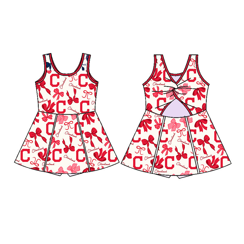 Custom moq 5 mix sizes summer teams baby girls clothes team red short sleeve skirts shorts sets dress 1 and dress 2 and dress 3 and dress 4-25.5.21