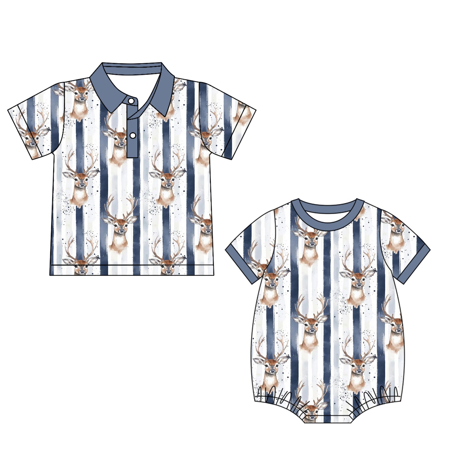 25.5.28 custom each style moq 5eta 4-6week Sibling Sister deer baby boy short sleeve rompers and top match family design