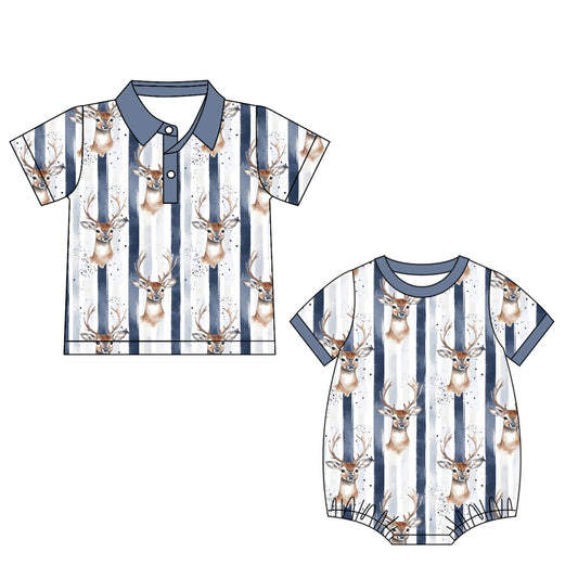 25.5.28 custom each style moq 5eta 4-6week Sibling Sister deer baby boy short sleeve rompers and top match family design