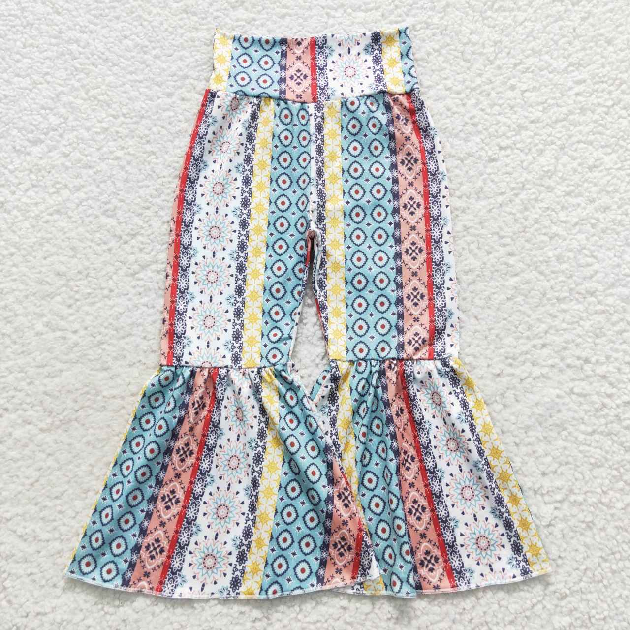P0220 floral retro geometric trousers