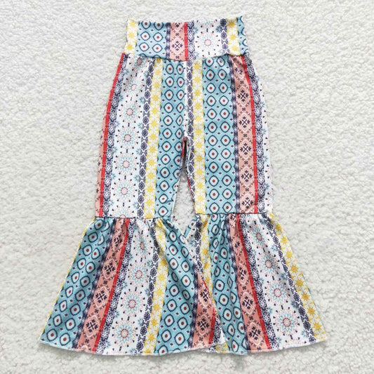 P0220 floral retro geometric trousers