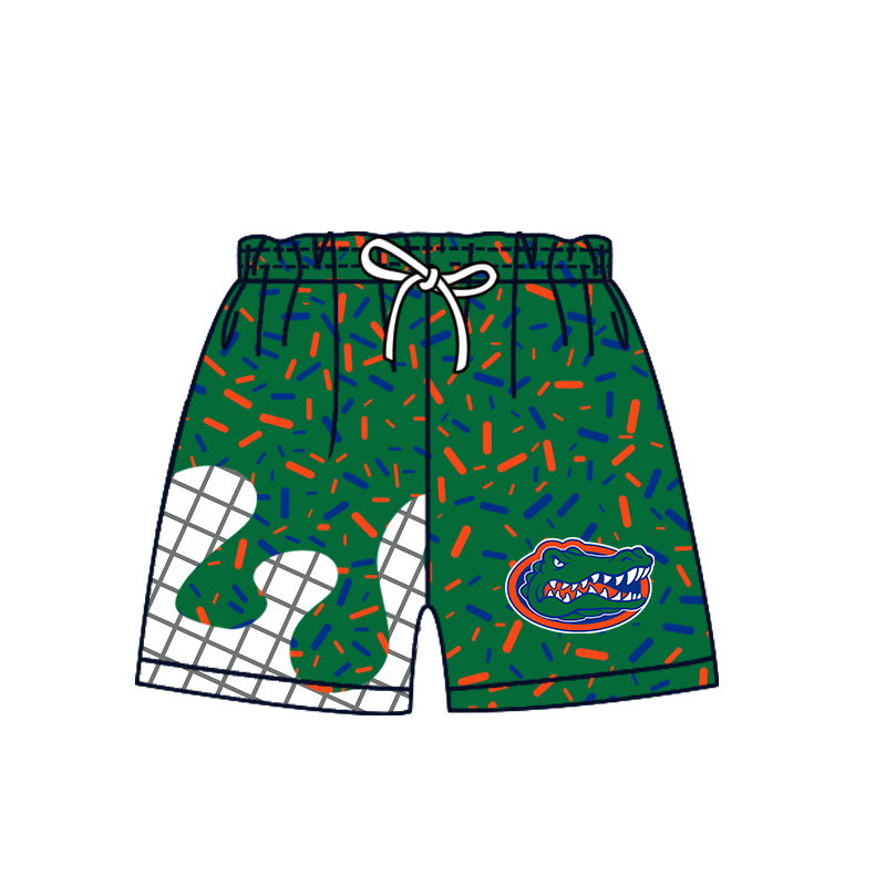 Custom moq 5 mix size milk silk summer teams Baby Camo Hooded Short Sleeve Top and Shorts Set Ice Cream Drips Hooded Green Top with Matching Shorts