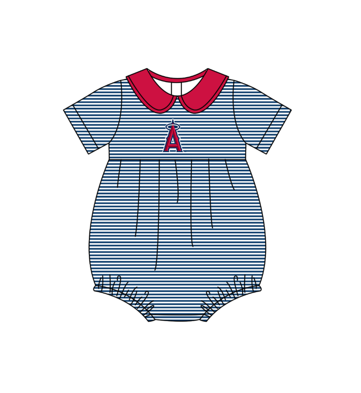 Custom moq 5 mix size milk silk summer teams Baby Boys And Girls Navy Blue Short-Sleeved Shirt And Shorts Set Matching Striped Rompers Outfit Set