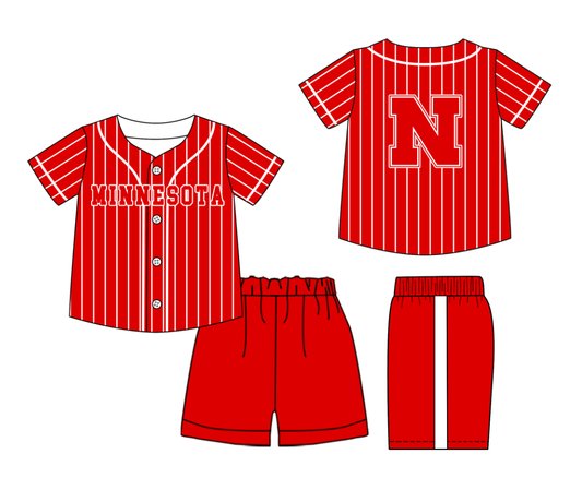 Custom moq 3 or 5 mix size milk silk summer teams baby boy clothes red short sleeve shorts sets-26.1.21