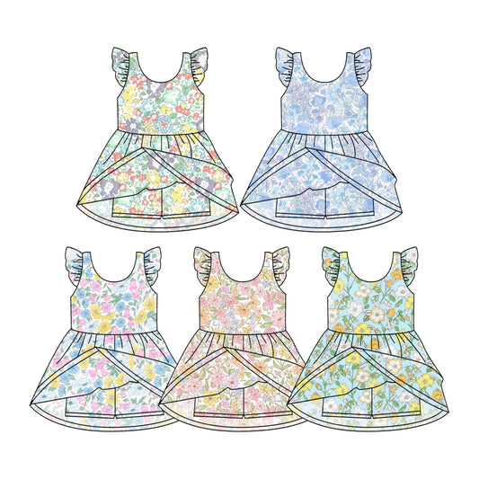 25.11.5 custom each style moq 5 eta 6-8week Sibling Sister baby girl flying sleeve dress 5 match design