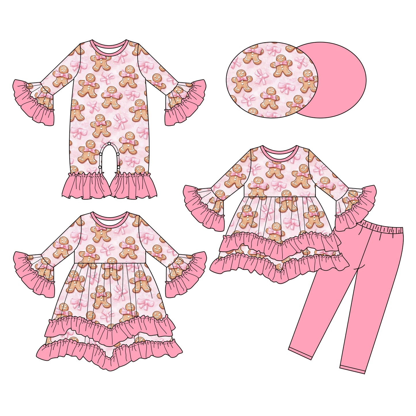 25.6.10 custom each style moq 5eta 4-6week Sibling Sisters Christmas bow pink baby girl long sleeve pants sets and dress and rompers match family design