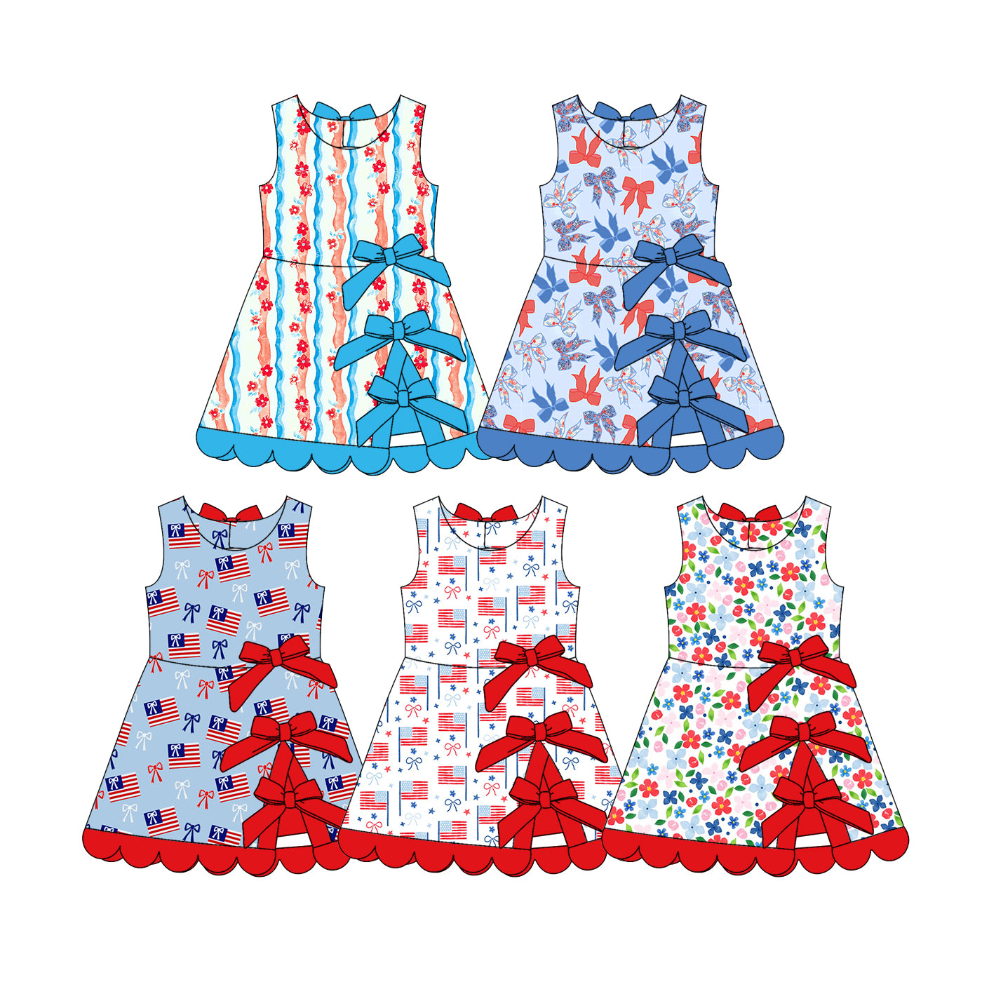 2.27 Custom moq 5 mix size Sibling Baby Girl's Sleeveless Yoga Dress Cute Toddler Girls' Summer 4th of July Casual Dress