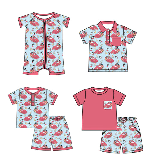 3.21 custom each style moq 5eta 4-6week Sibling Sister cars baby girl sets 1 and sets 2 and boy rompers and top match family design