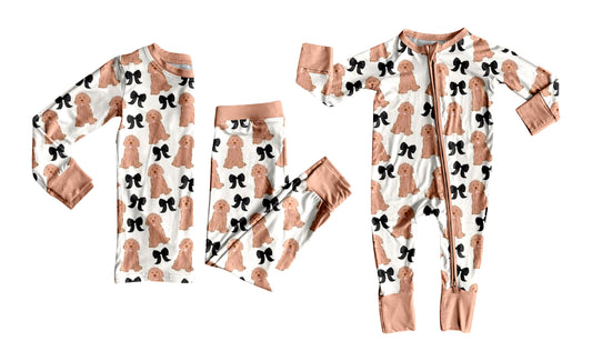 25.7.18 custom each style moq 5eta 4-6week Sibling Sister puppy bow baby boy long sleeve pants sets and rompers match family design