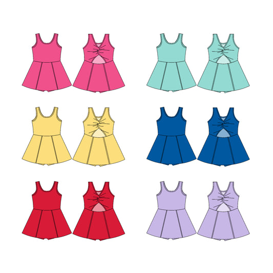 4.8 custom each style moq 5eta 4-6week Sibling Sister baby girls clothes Short sleeve yoga skirt sets dress 1 and dress 6 match family design