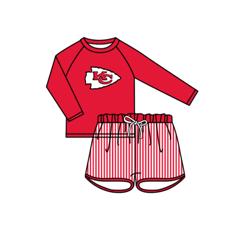 Custom moq 5 mix size milk silk summer teams Red baby girl boys clothes Two-Piece Swimsuit Set One Piece Swimsuits boy swim trunks
